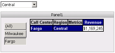 Example of how the target of a selector displays when data exists