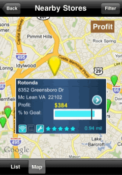 Example of a Map widget for the iPhone or iPad